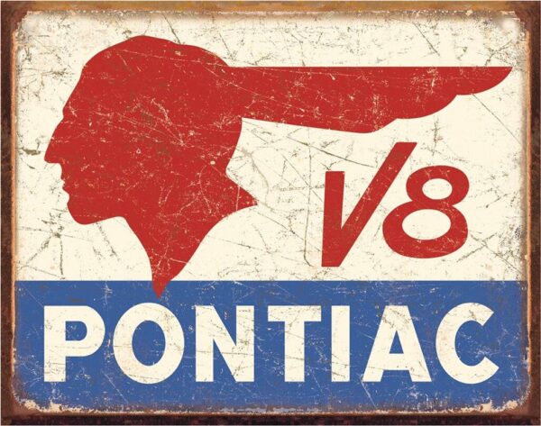 Plaque métal publicitaire 30 X 40 cm plate : Pontiac V8 – Image 2