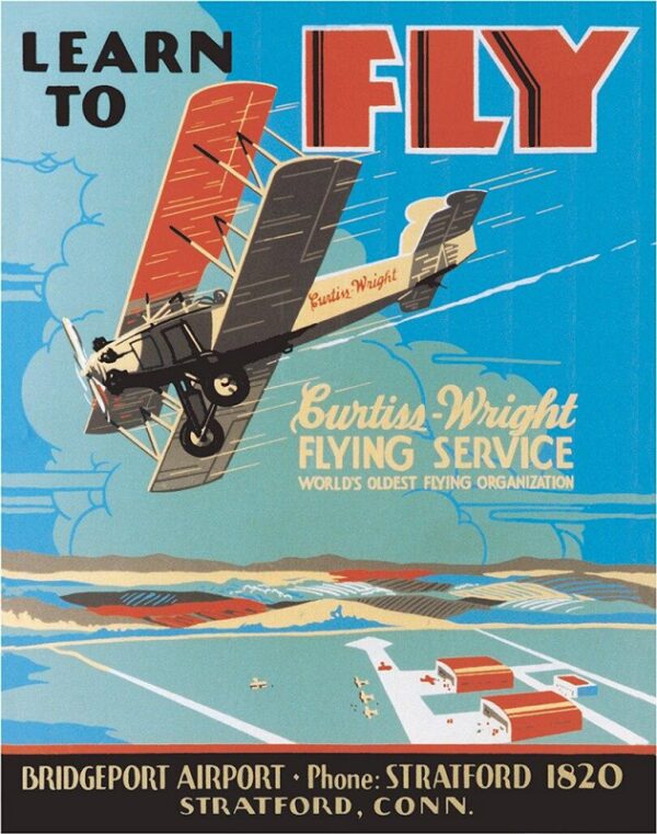 Plaque métal publicitaire 30x40cm plate : LEARN TO FLY – Image 2