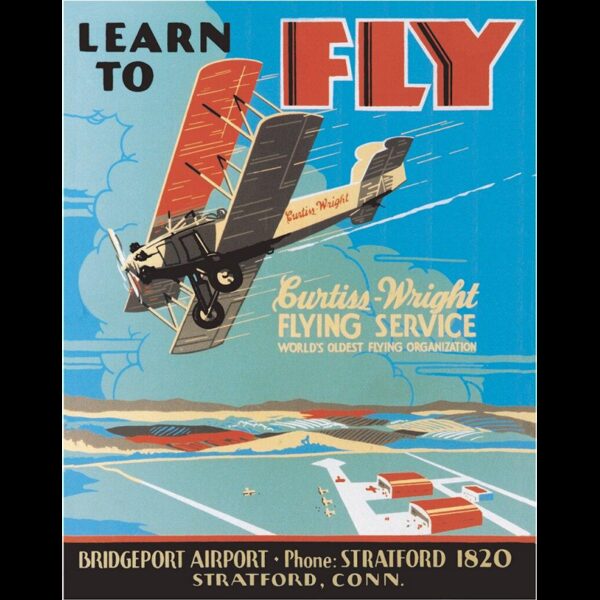 Plaque métal publicitaire 30x40cm plate : LEARN TO FLY