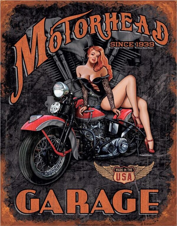 Plaque métal publicitaire 30x40cm plate : Legends - Motorhead Garage – Image 2