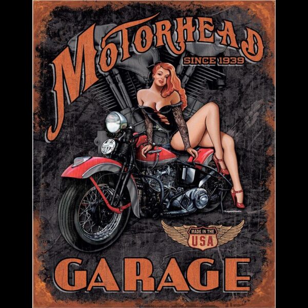 Plaque métal publicitaire 30x40cm plate : Legends - Motorhead Garage