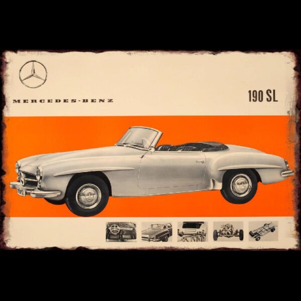 Plaque métal plate 20 x 30 cm : Mercedes Benz 190 SL