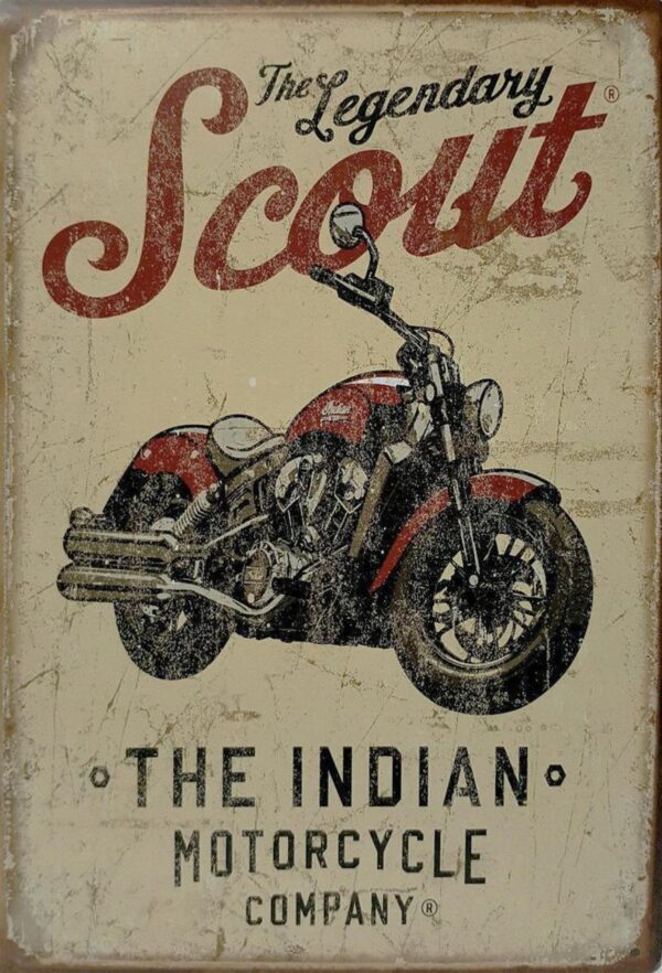 Plaque métal plate 20 x 30 cm : SCOUT INDIAN – Image 2