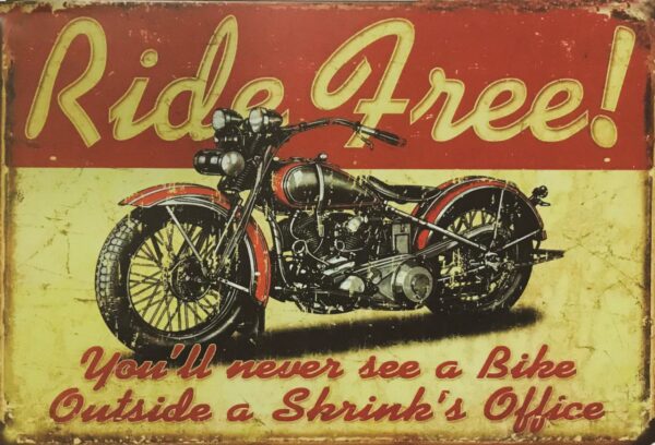 Plaque métal plate 20 x 30 cm : RIDE FREE – Image 2