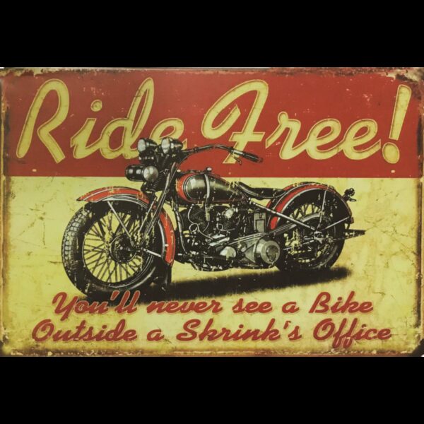 Plaque métal plate 20 x 30 cm : RIDE FREE