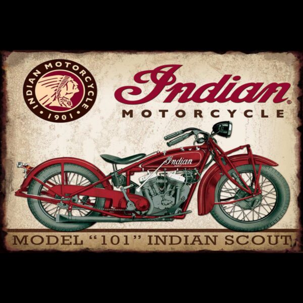Plaque métal plate 20 x 30 cm : INDIAN MOTORCYCLE