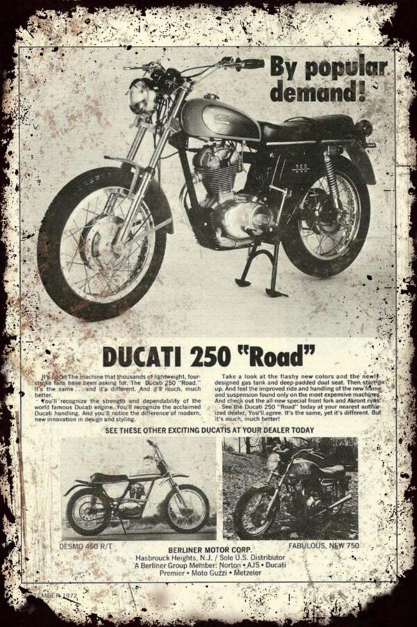 Plaque métal plate 20 x 30 cm : DUCATI 250 ROAD – Image 2