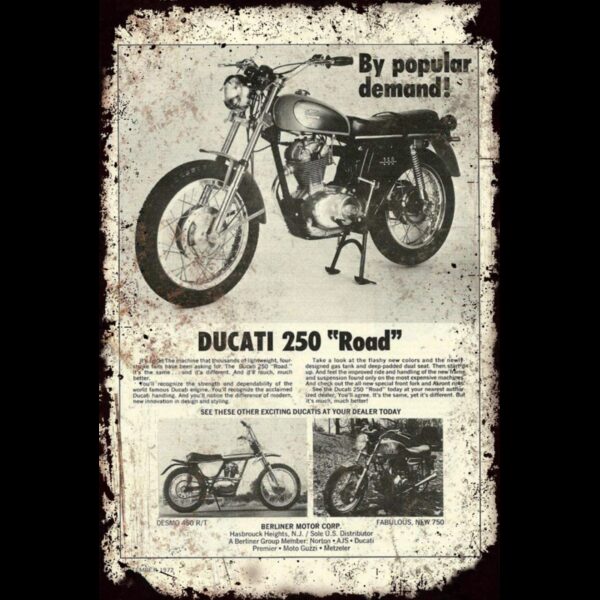 Plaque métal plate 20 x 30 cm : DUCATI 250 ROAD