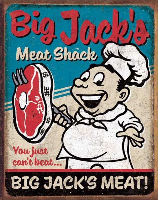Plaque métal publicitaire 30x40cm plate : Big Jack's Meats – Image 2