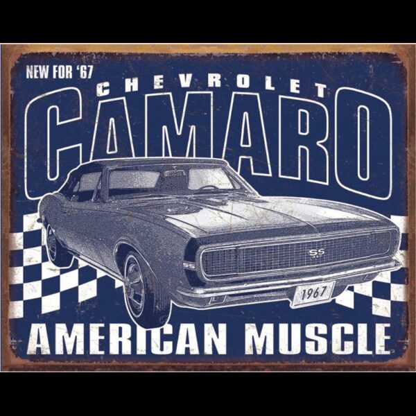 Plaque métal publicitaire 30 x 40 cm : Camaro - 1967 Muscle