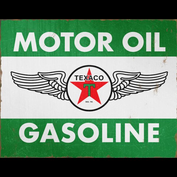 Plaque métal publicitaire 30x40cm plate : Motor oil TEXACO blanche et verte