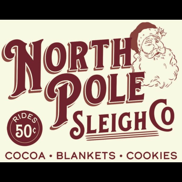 Plaque métal publicitaire 30 x 40 cm : NORTH POLE - Sleigh Co