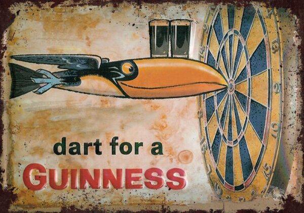 Plaque métal plate 20 x 30 cm : Dart for a GUINNESS – Image 2