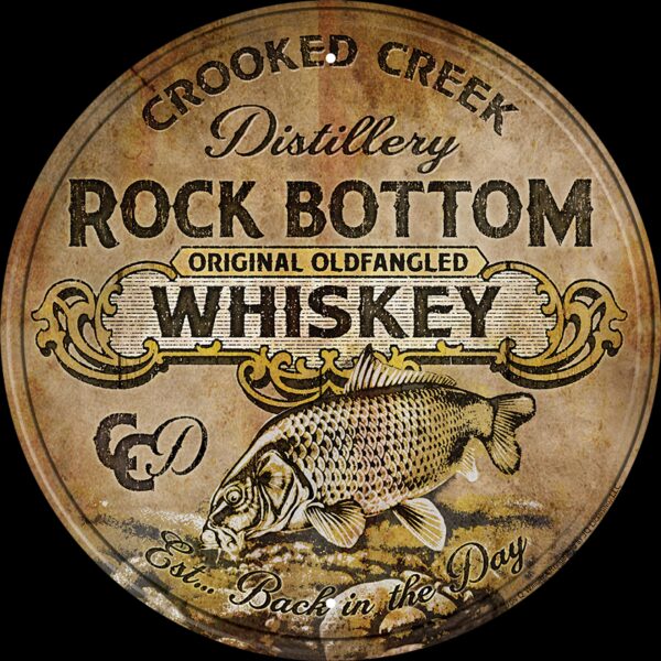 Plaque métal publicitaire diametre 30 cm : Rock Bottom - Whiskey – Image 2