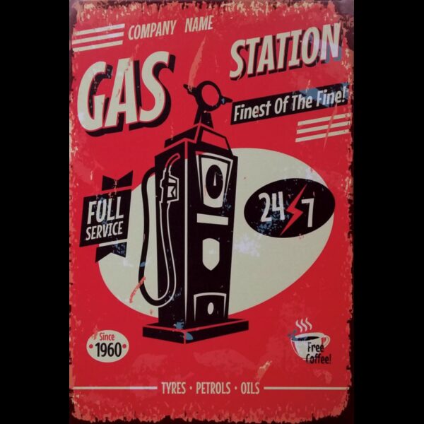 Plaque métal plate 20 x 30 cm : Gas station