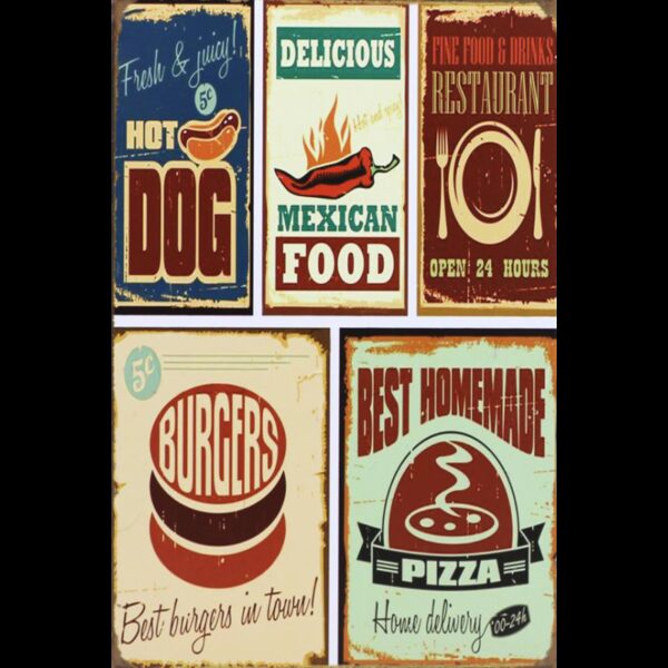 Plaque métal plate 20 x 30 cm : MENU - Delicous Mexican Food