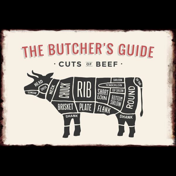 Plaque métal plate 20 x 30 cm : The Butcher's Guide