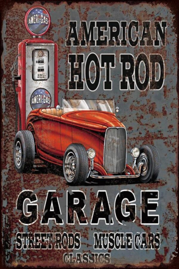 Plaque métal plate 20 x 30 cm : American Hot Rod – Image 2