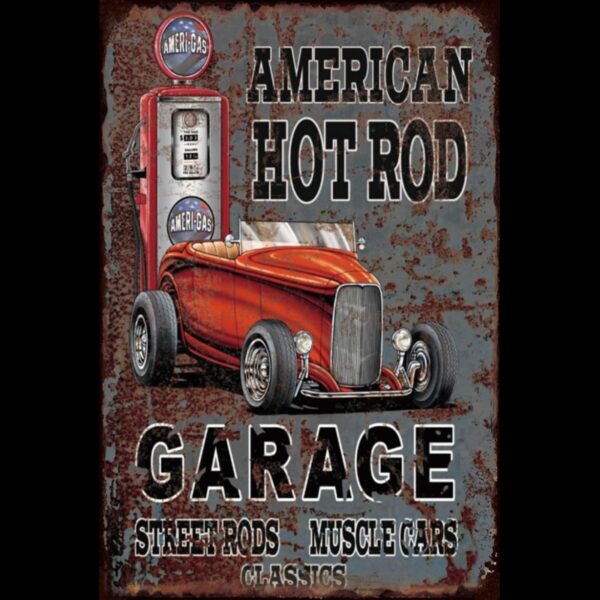 Plaque métal plate 20 x 30 cm : American Hot Rod
