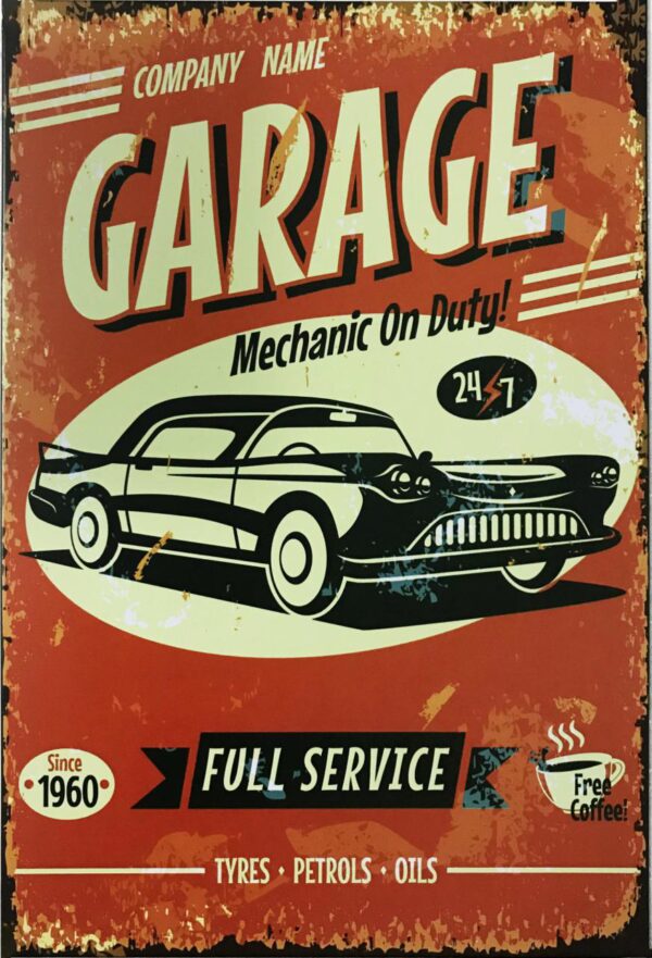 Plaque métal plate 20 x 30 cm : Garage full Service – Image 2