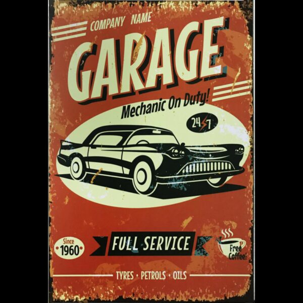 Plaque métal plate 20 x 30 cm : Garage full Service