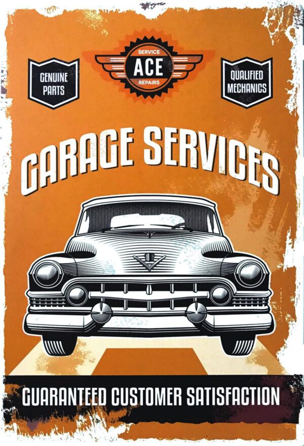 Plaque métal plate 20 x 30 cm : Garage Services – Image 2