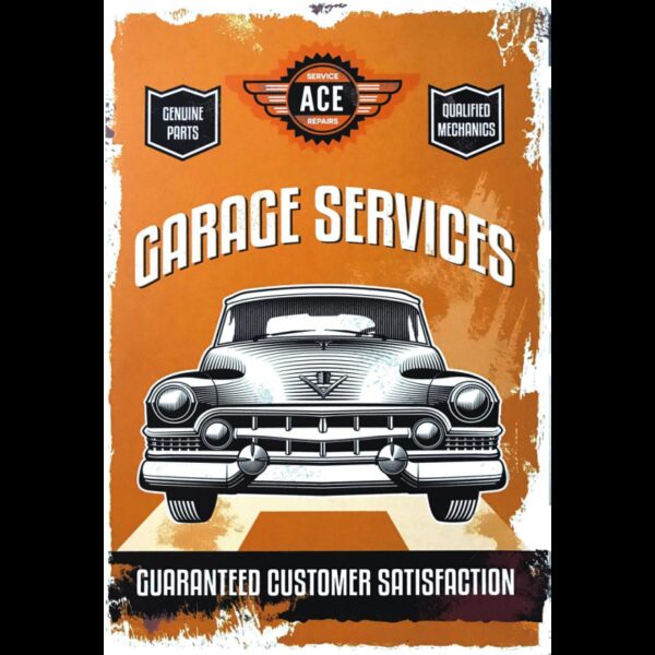 Plaque métal plate 20 x 30 cm : Garage Services