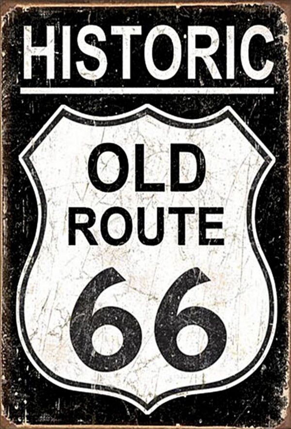 Plaque métal plate 20 x 30 cm : Historic Old ROUTE 66 – Image 2