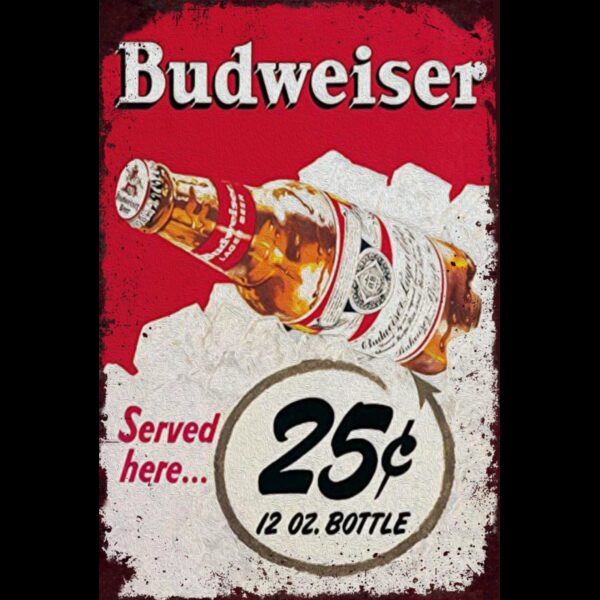 Plaque métal plate 20 x 30 cm : BUDWEISSER