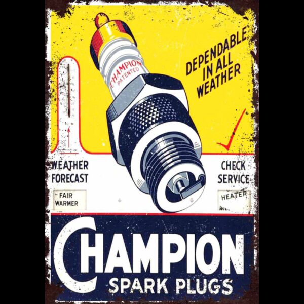 Plaque métal plate 20 x 30 cm : Champion spark plugs