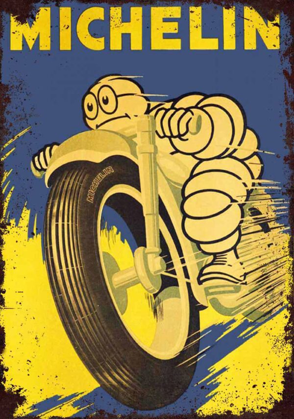 Plaque métal plate 20 x 30 cm : Michelin pneus course – Image 2