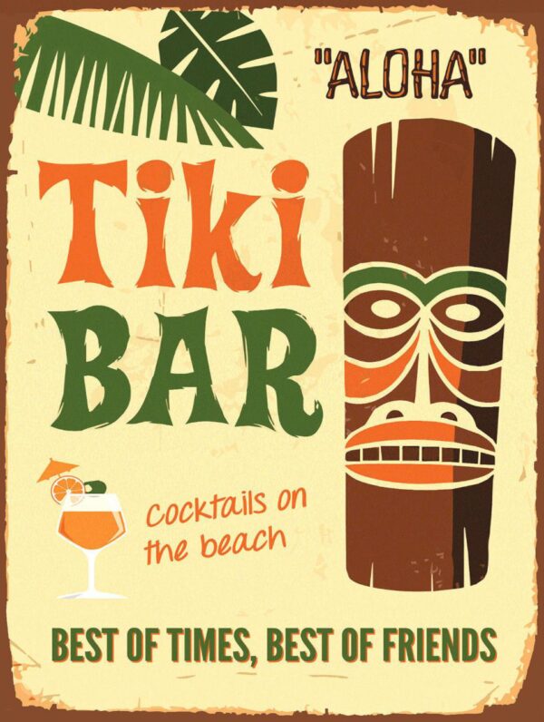 Plaque métal plate 20 x 30 cm : Tiki Bar – Image 2