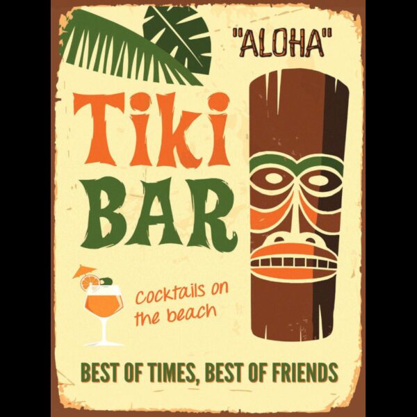 Plaque métal plate 20 x 30 cm : Tiki Bar