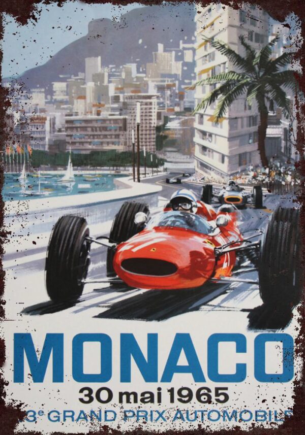 Plaque métal plate 20 x 30 cm : Monaco grand prix 1965 – Image 2