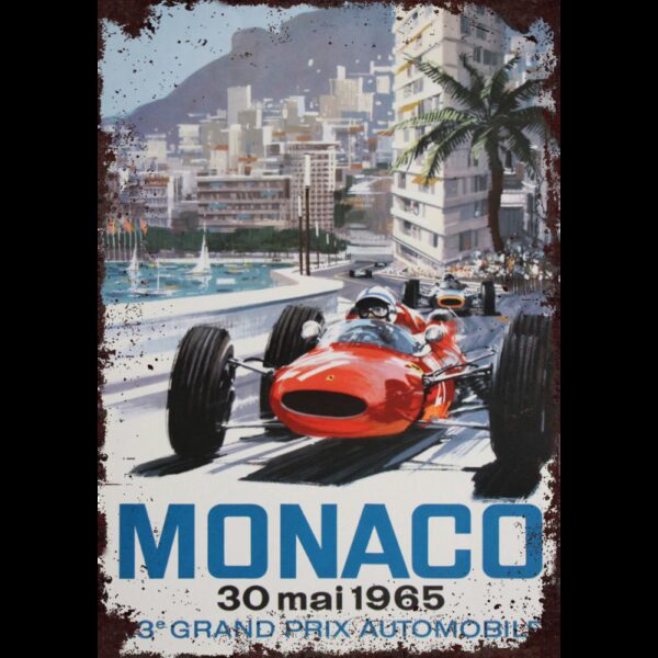 Plaque métal plate 20 x 30 cm : Monaco grand prix 1965