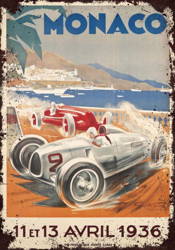 Plaque métal plate 20 x 30 cm : Monaco grand prix 1936 – Image 2