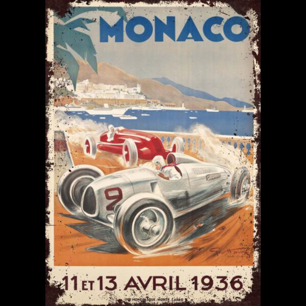 Plaque métal plate 20 x 30 cm : Monaco grand prix 1936