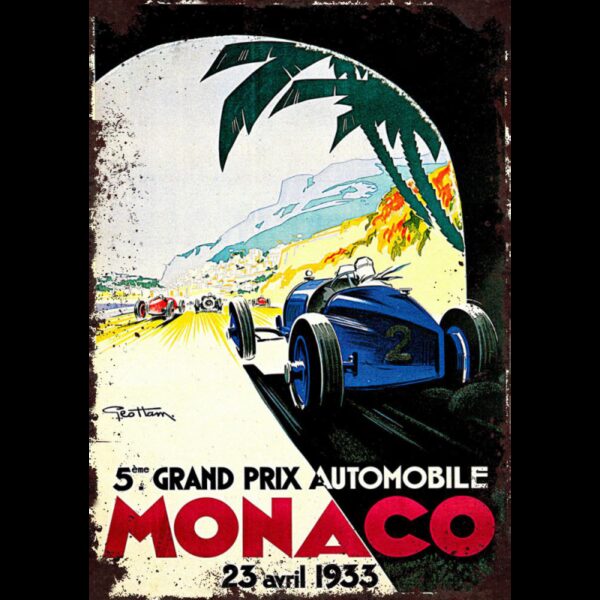 Plaque métal plate 20 x 30 cm : Monaco grand prix 1933