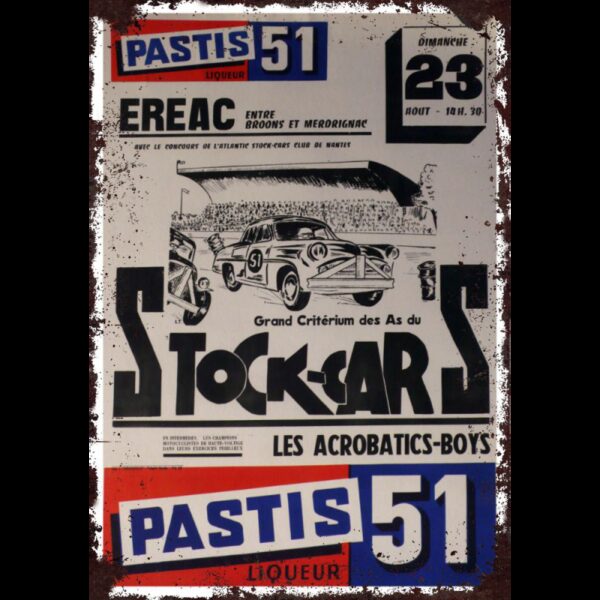 Plaque métal plate 20 x 30 cm : Stock-cars