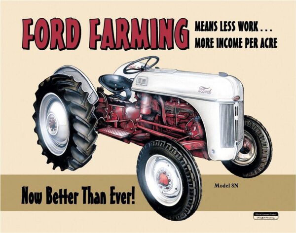 Plaque métal publicitaire 30x40cm plate : Tracteur Ford Farming – Image 2
