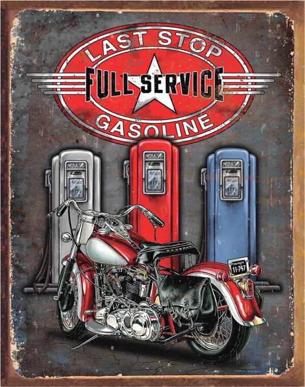 Plaque métal publicitaire 30 x 40 cm plate : Last Stop Full Service gasoline. – Image 2