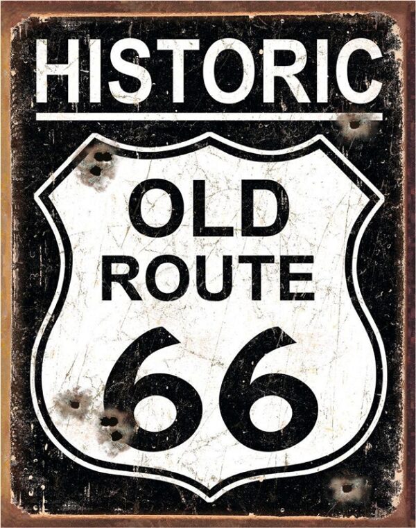Plaque publicitaire metal 30x40cm plate : Historic Old Route 66 Vintage – Image 2