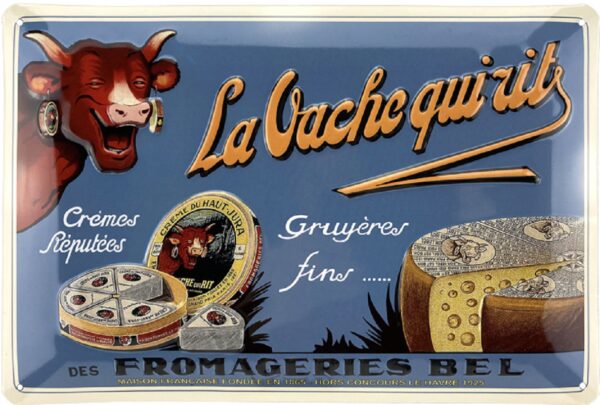 plaque métal publicitaire bombée 20x30cm relief : LA VACHE QUI RIT DES FROMAGERIES BEL – Image 2