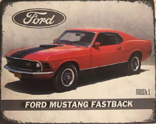 Plaque métal 38x30cm plate : Ford Mustang Fastback – Image 2