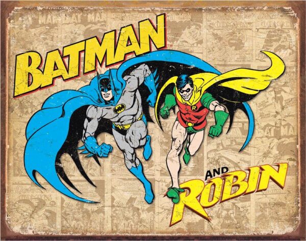 Plaque métal plate 30 x 40 cm : Batman and Robin – Image 2