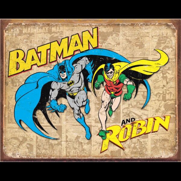 Plaque métal plate 30 x 40 cm : Batman and Robin