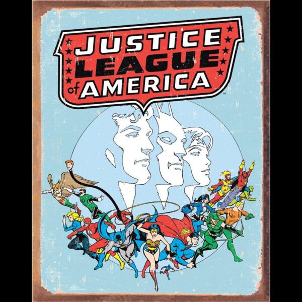 Plaque métal plate 30 x 40 cm : Justice League Retro