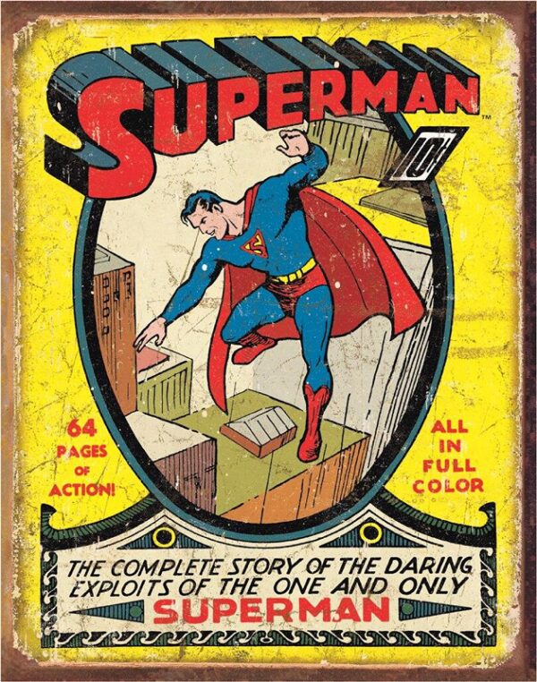 Plaque métal plate 30 x 40 cm : Superman DC Comics Couverture No 1 – Image 2