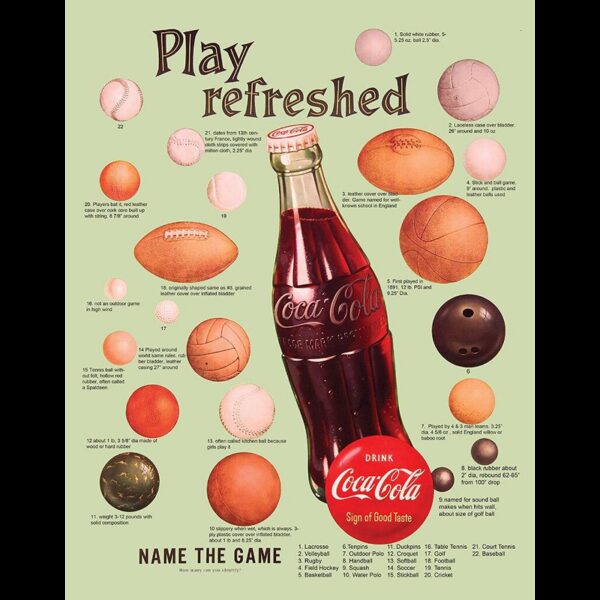 Plaque métal plate 30 x 40 cm : Coca-Cola play Refreshed