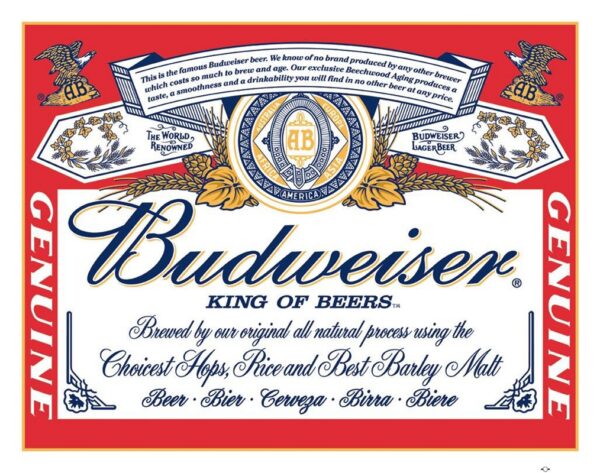 Plaque métal plate 30 x 40 cm : Budweiser Label – Image 2